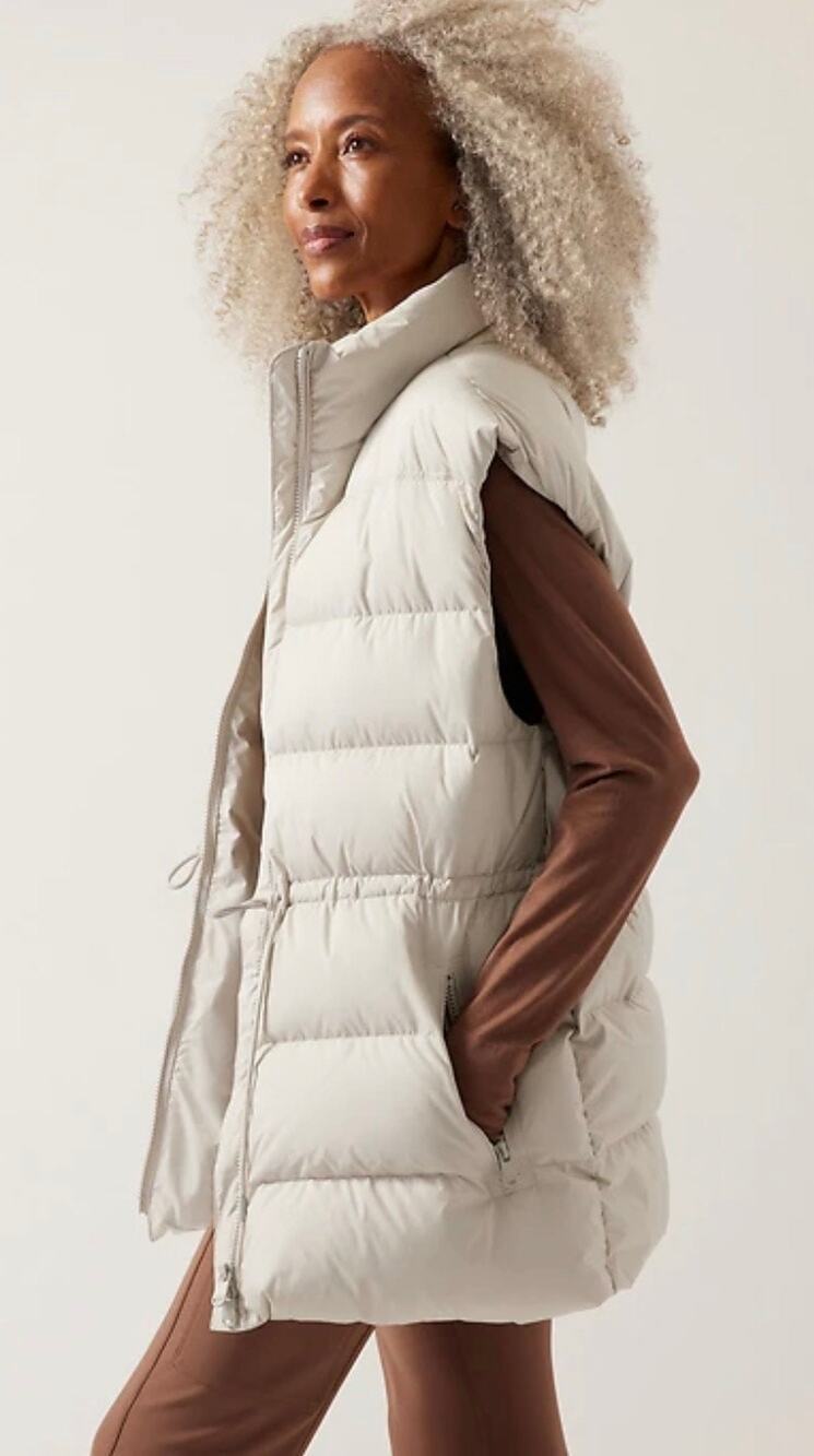 Athleta Cascade Down Puffer Vest Abalone Lightweight Sz S